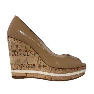 Prada Nude Patent Wedges 35